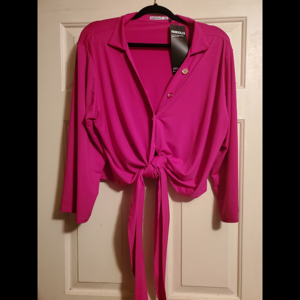 Rebdolls Gold Button Waist Tie Top